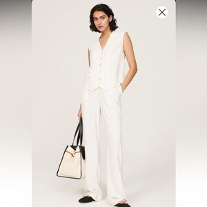 EUC DONNI. LINEN PINSTRIPE PLEATED TROUSERS SIZE SMALL